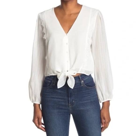 WAYF LACE TRIM TIE FRONT BLOUSE ❤️IN STORES❤️ - Picture 1 of 2